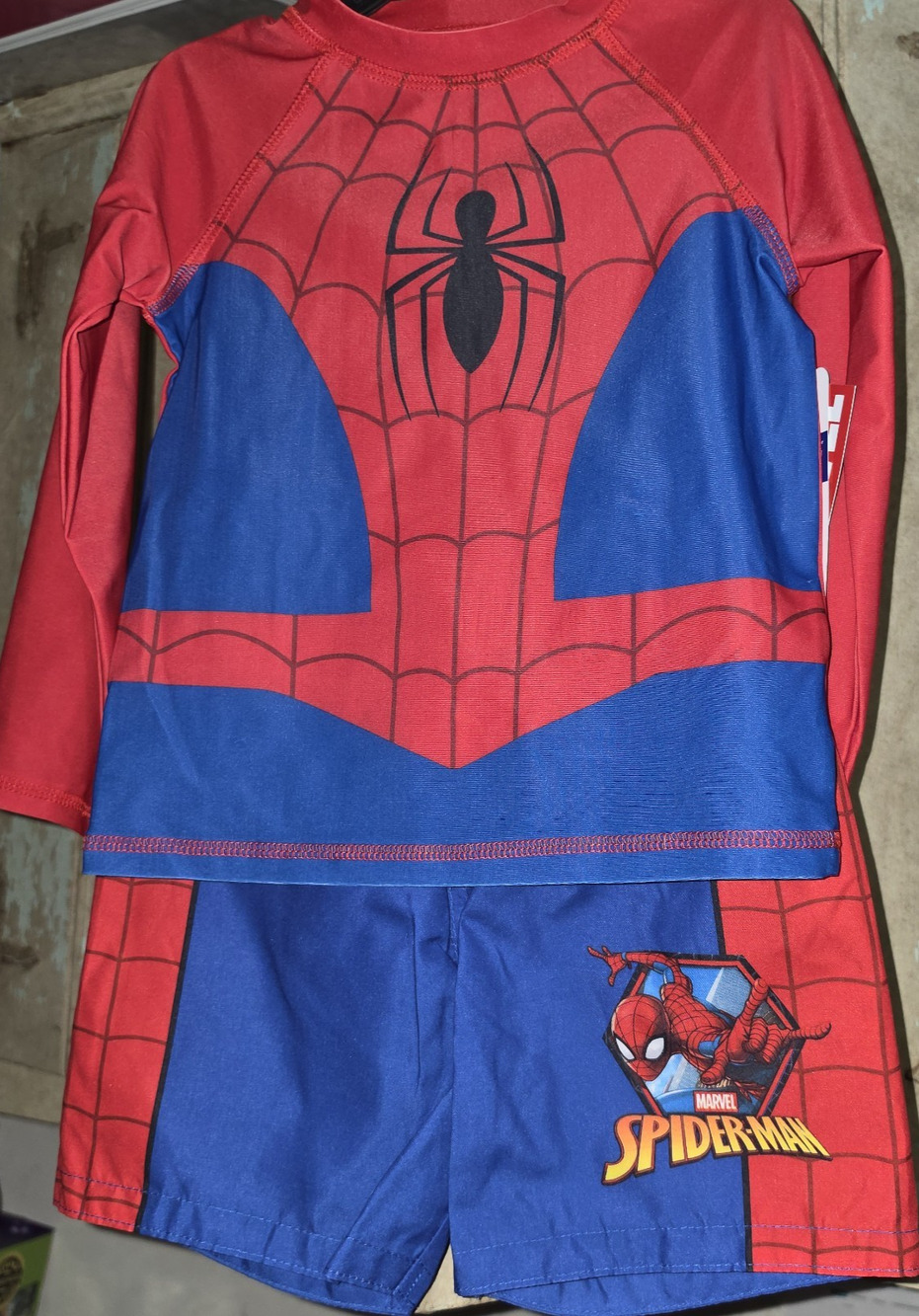 Marvel Spiderman Blue and Red 2 piece short set NWT 3T UPF 50+